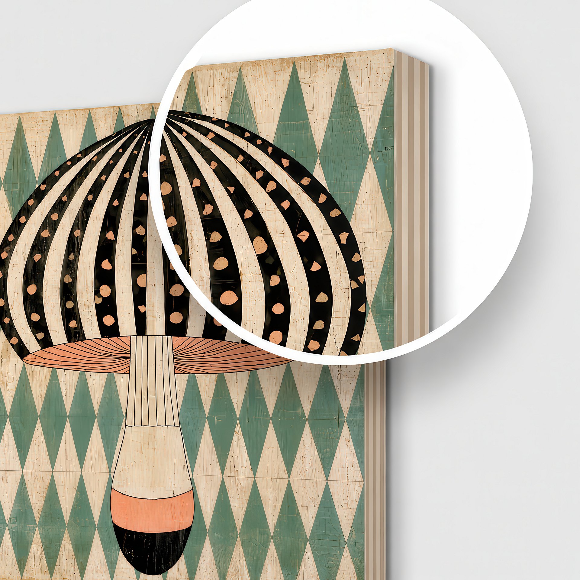 Magic Cap | Birch Wood Folk Art | Wall Decor | Mushroom | 24x24″ (60x60 cm) product image (4)