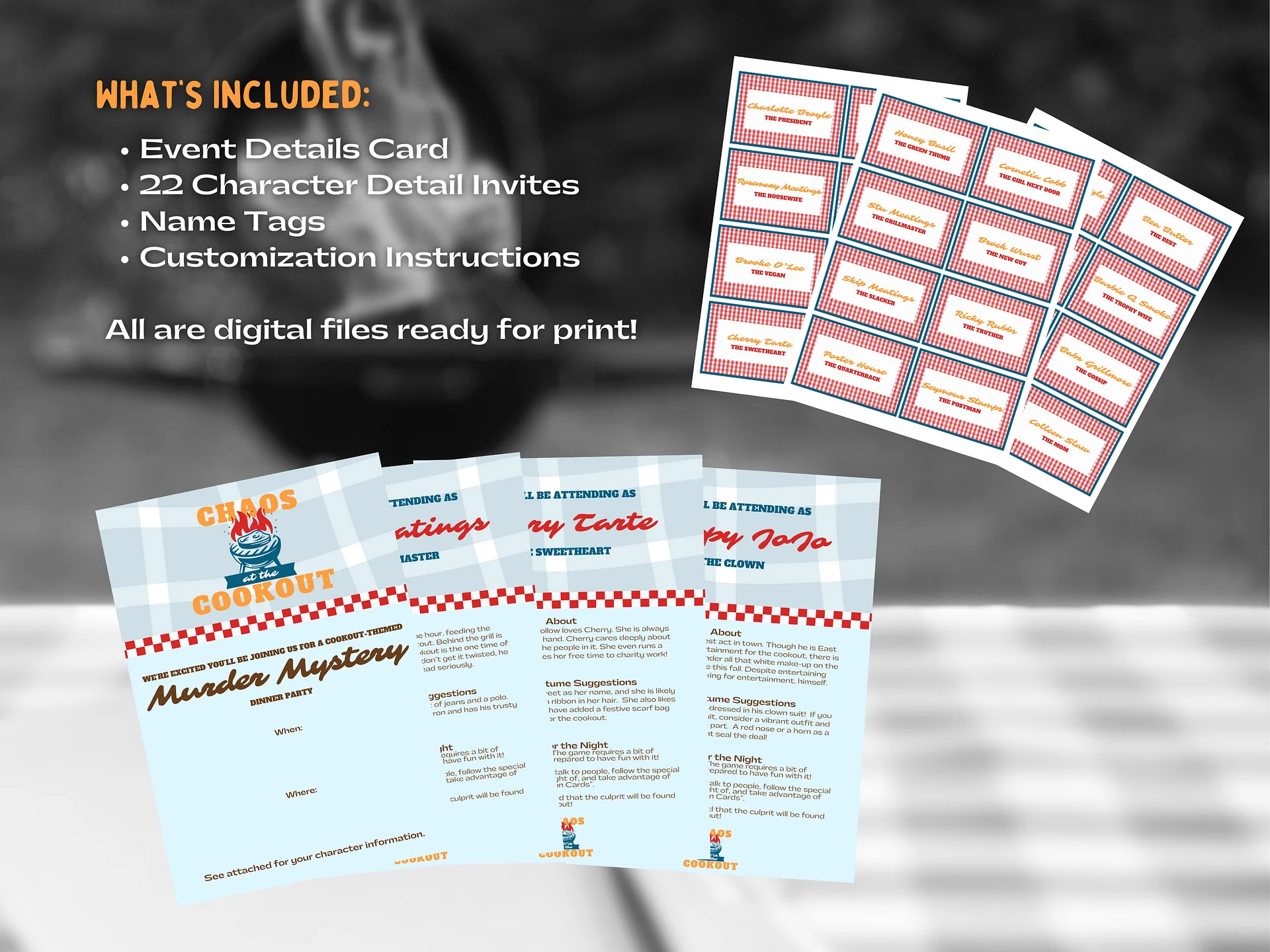 Chaos at the Cookout - A Summertime Cookout Murder Mystery - Invitations Add-On product image (2)