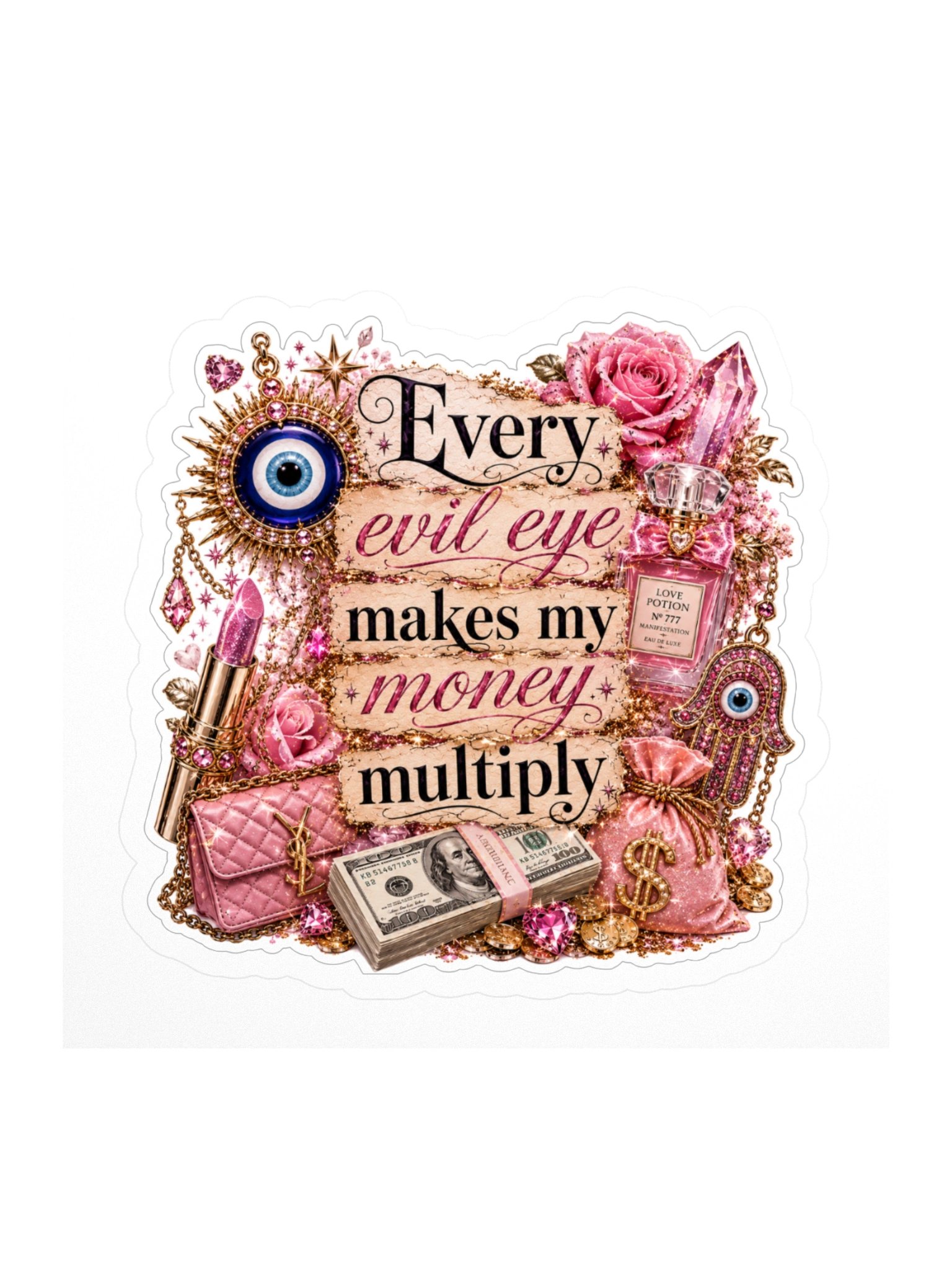 Evil eye transmute to money spell sticker product image (1)