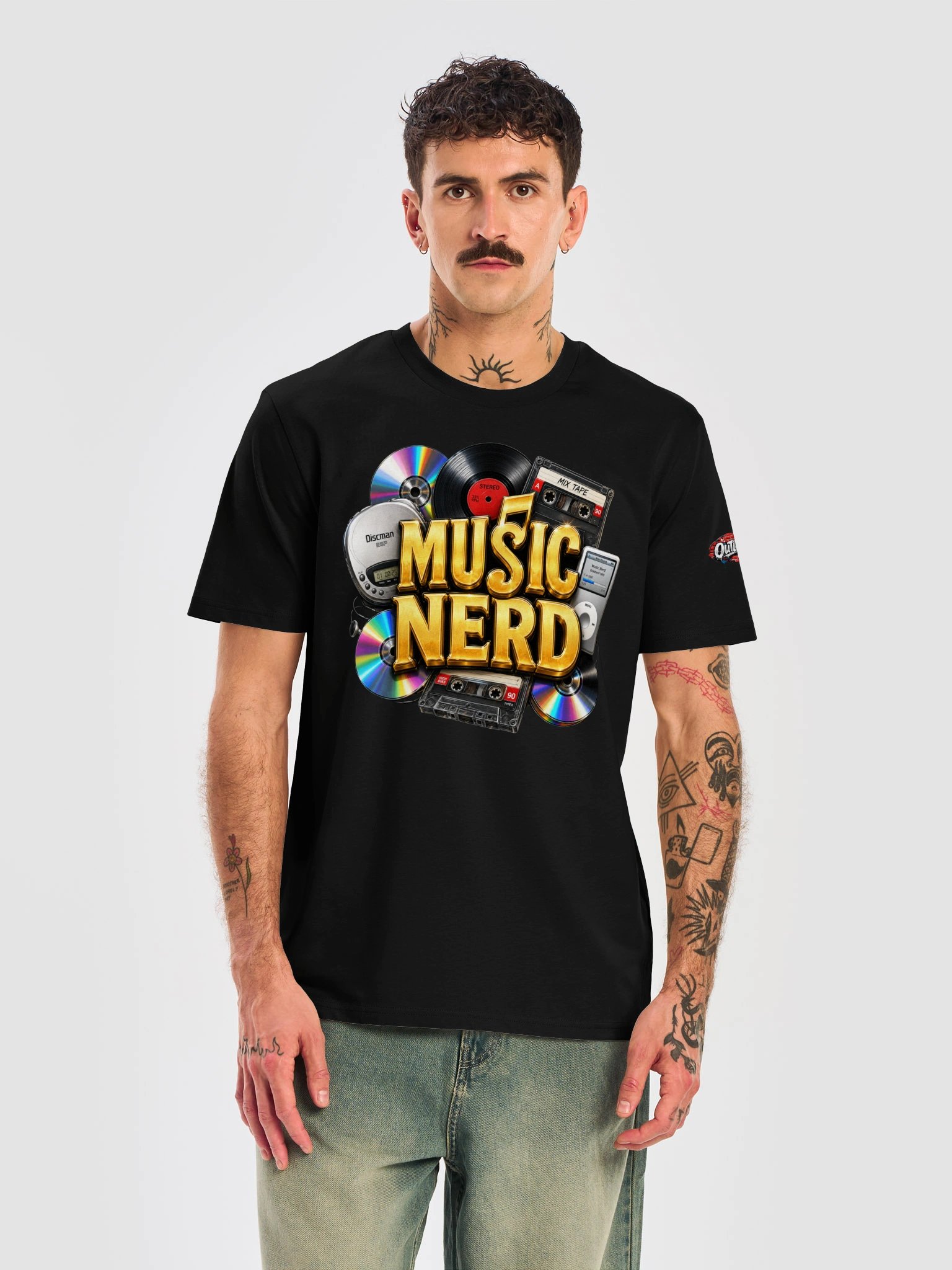 MUSIC NERD Gold Retro Collage Tee product image (46)
