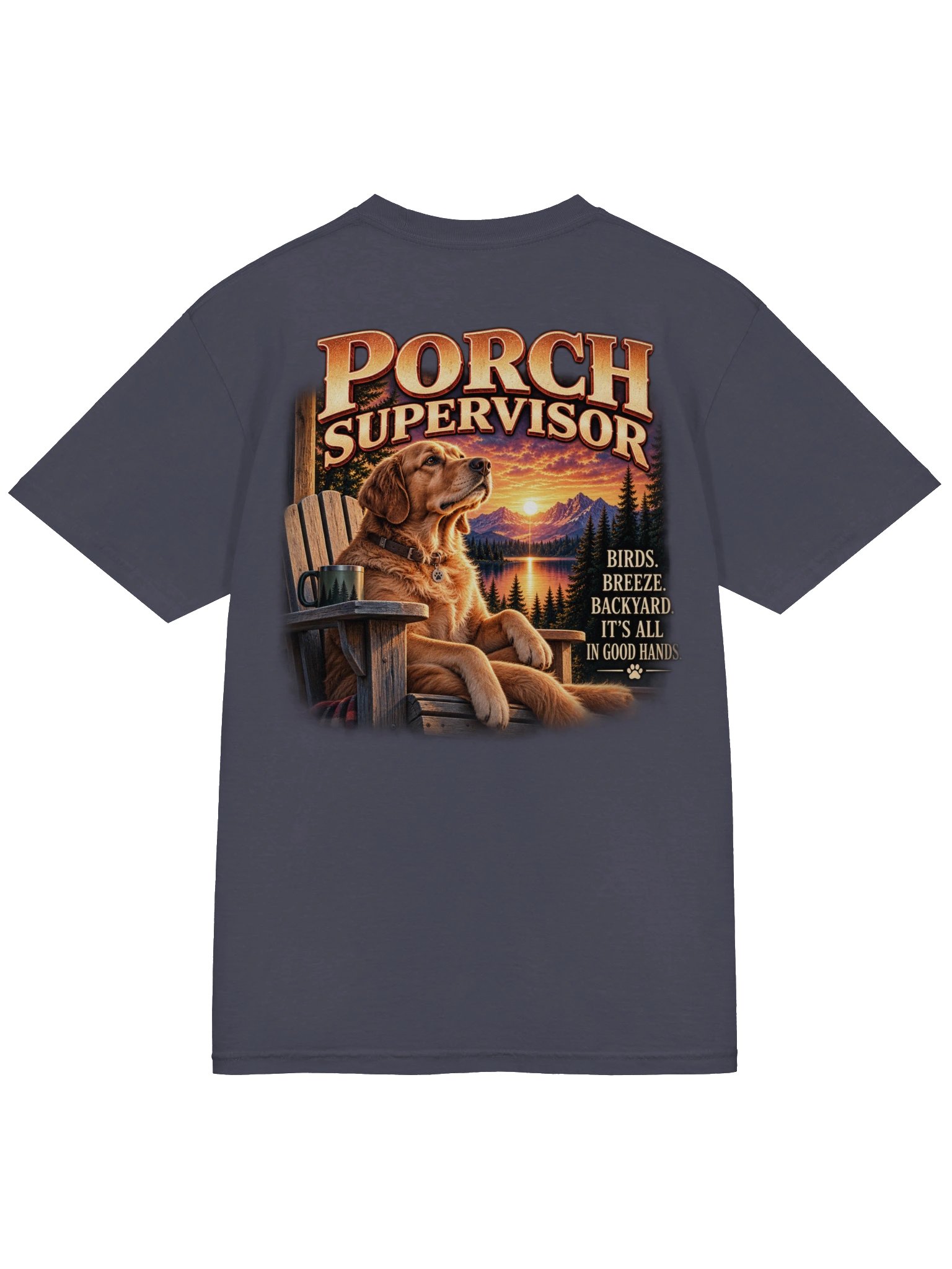 Porch Supervisor Dog Dad T-Shirt – Funny Golden Retriever Dog Lover Tee product image (11)