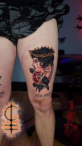 Came all the way back from America to get the matching second thigh done.