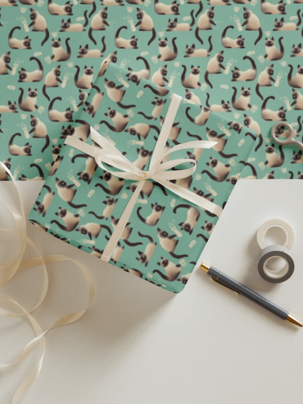 Bad Siamese Cats Knocking Stuff Over Wrapping Paper, 3 Pack product image (1)