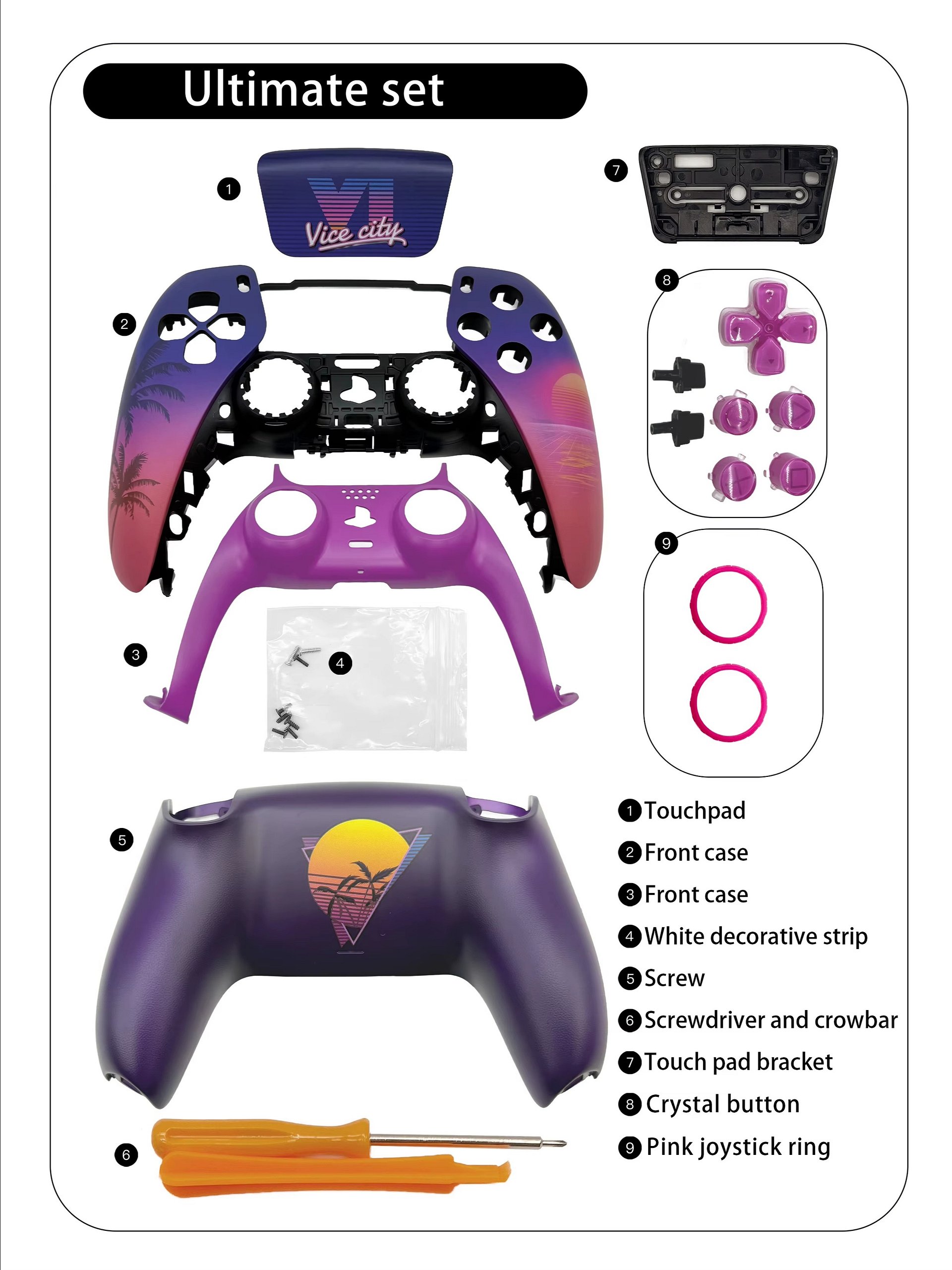 Vice City Inspired PS5 Controller Shell product image (3)