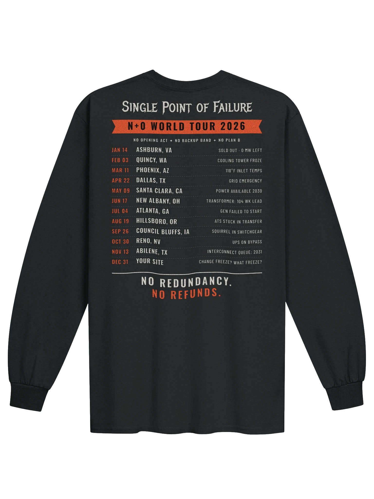Single Point of Failure: N+0 World Tour - Long Sleeve product image (2)