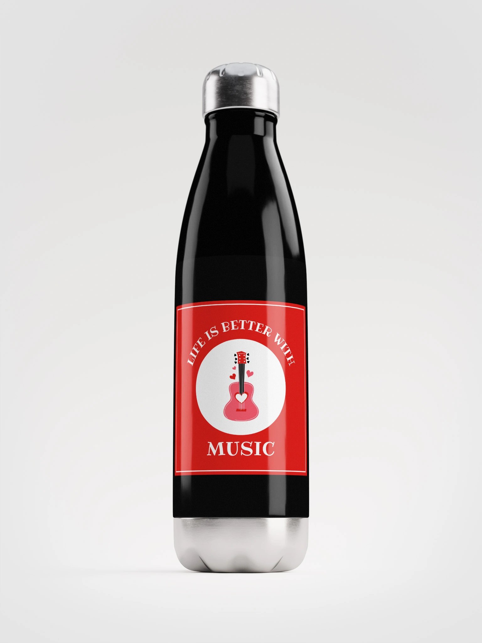 LIFE IS BETTER with MUSIC Stainless Steel Water Bottle product image (1)