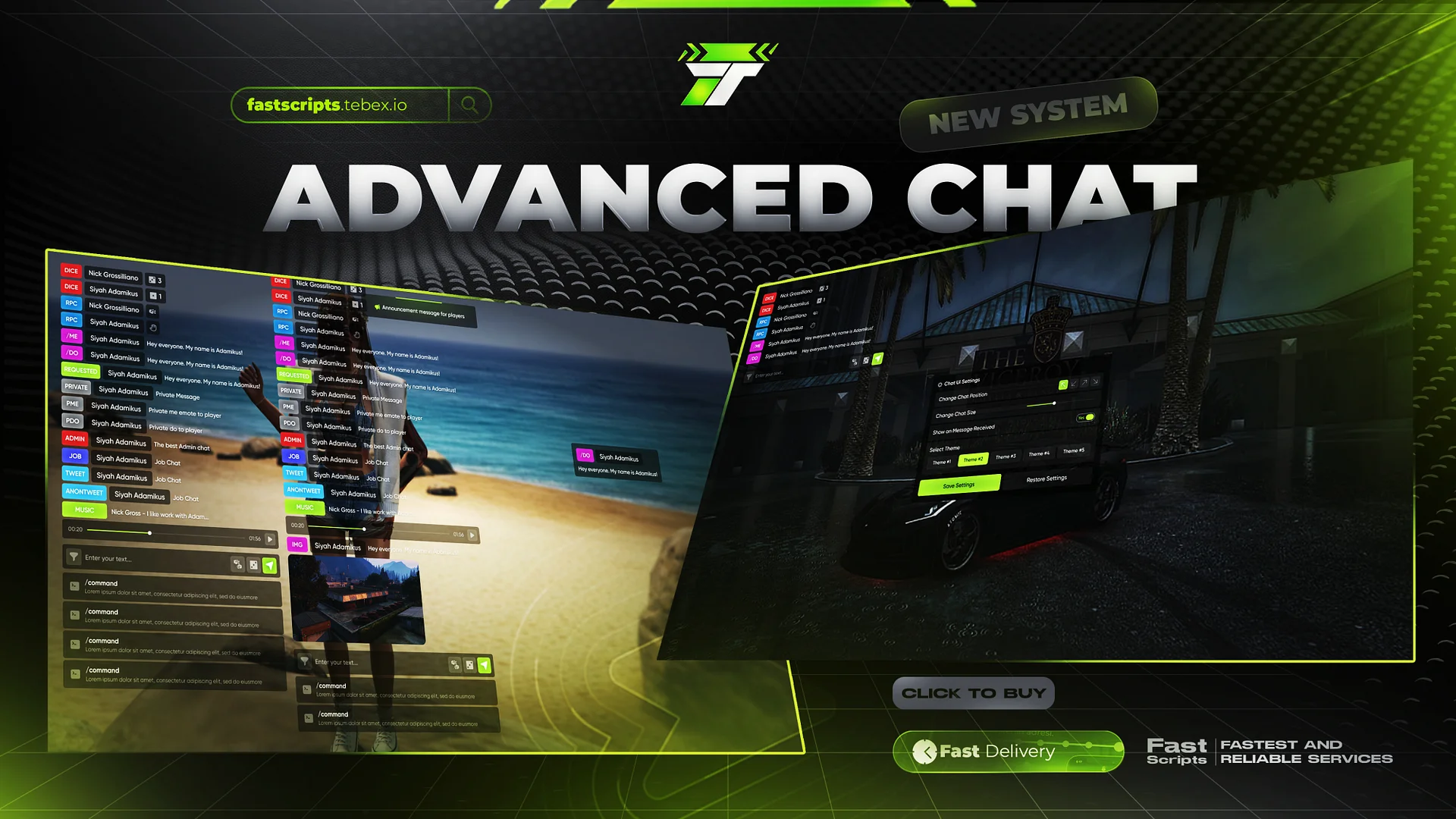 Advanced Chat FiveM (5 Different Themes, İmage, Music, PM, Report) [ QB / ESX / QBOX ] product image (1)