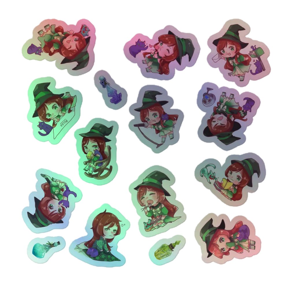 HOLO Chibi Cath Sticker Sheet product image (1)