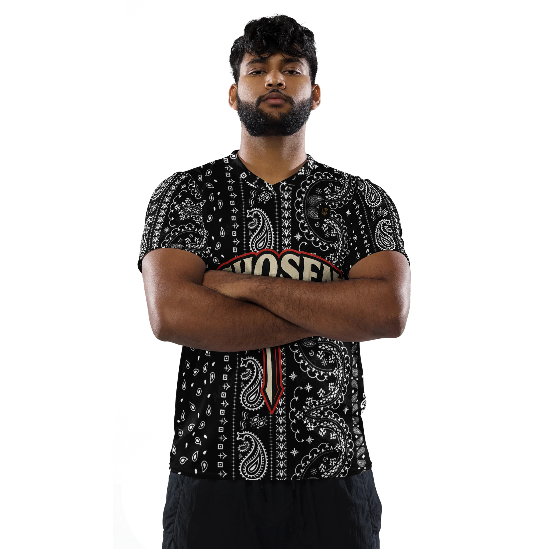 Lafate Store Designer Full Print Shirt Black Vertical Paisley -Chosen 1 product image (3)
