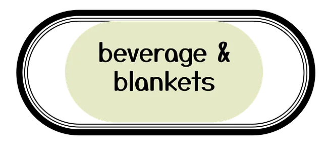 blankets, mugs and beverage
