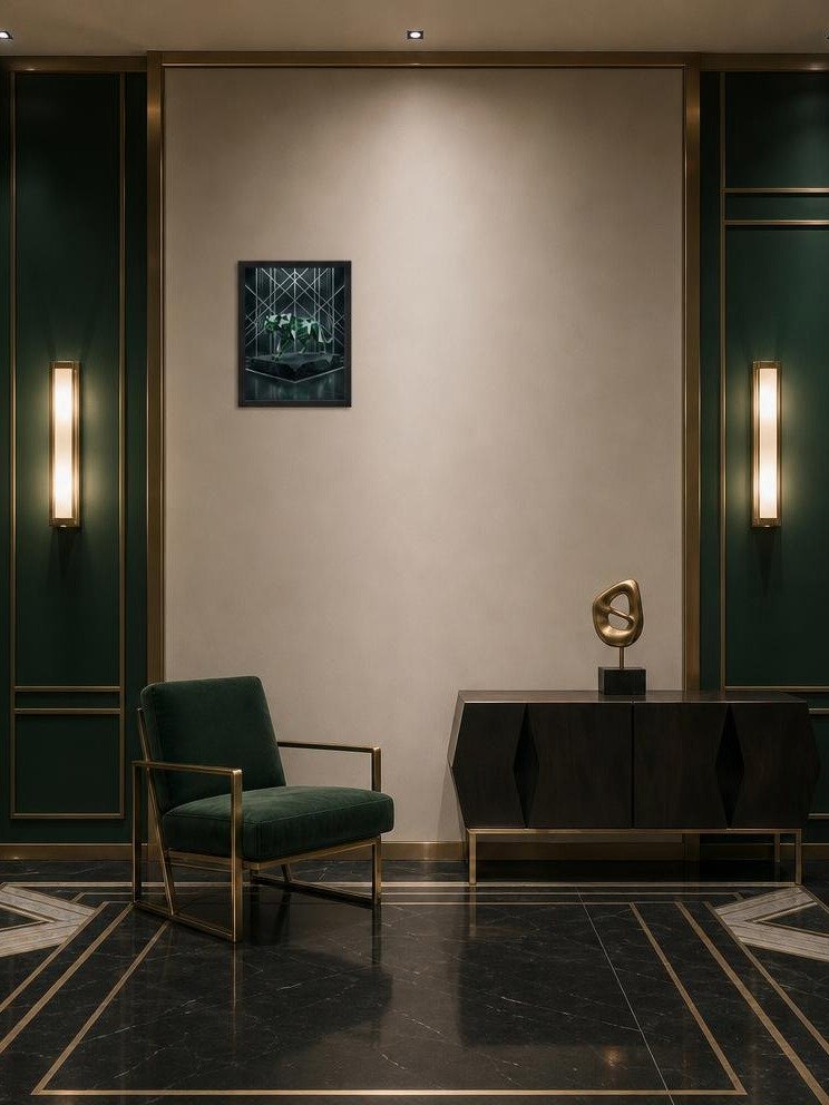 Emerald Geometric Panther Canvas - Neo-Deco Luxury Wall Art product image (5)