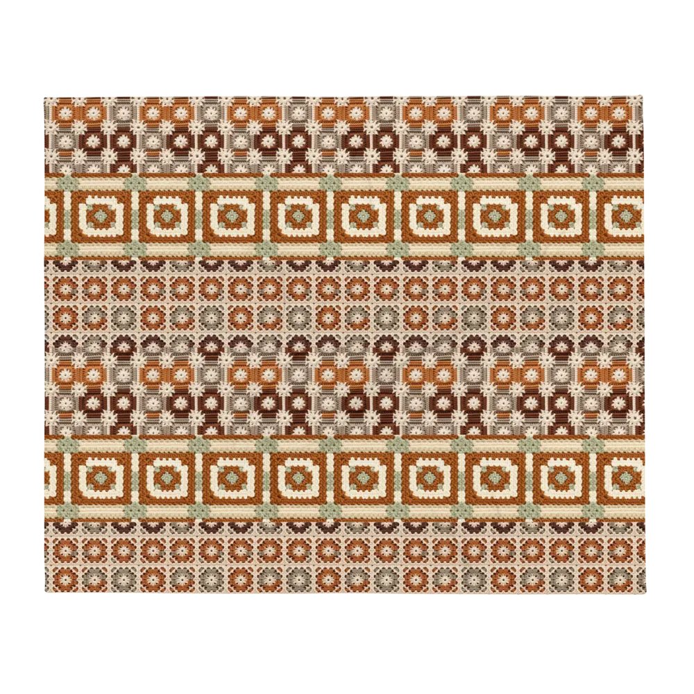 Fall Colors Granny Knit Patchwork Throw Blanket product image (7)