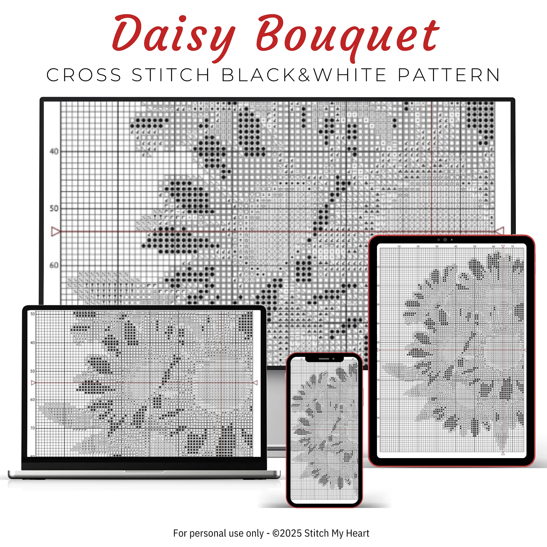 Daisy Bouquet Cross Stitch Pattern product image (4)