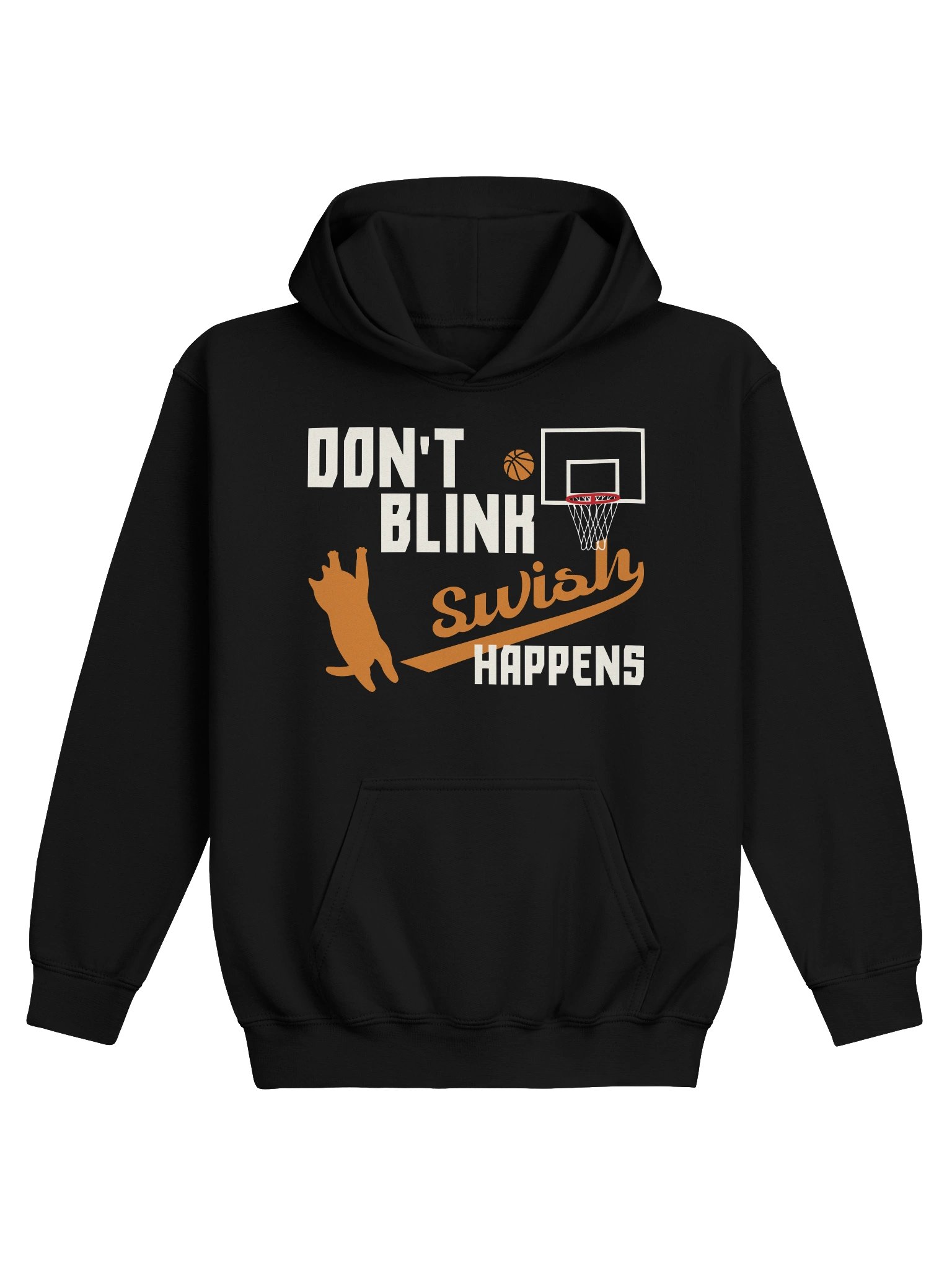 Basketball Cat (DON'T BLINK, Swish HAPPENS) - Unisex Youth Hoodie product image (1)
