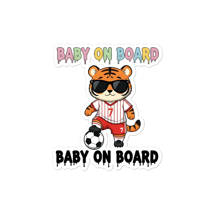 Funny Tiger Soccer Baby on Board Sticker - 5x5 Weatherproof Vinyl Car Decal - Cute Tiger Soccer Mom and Soccer Dad Gift product image (1)