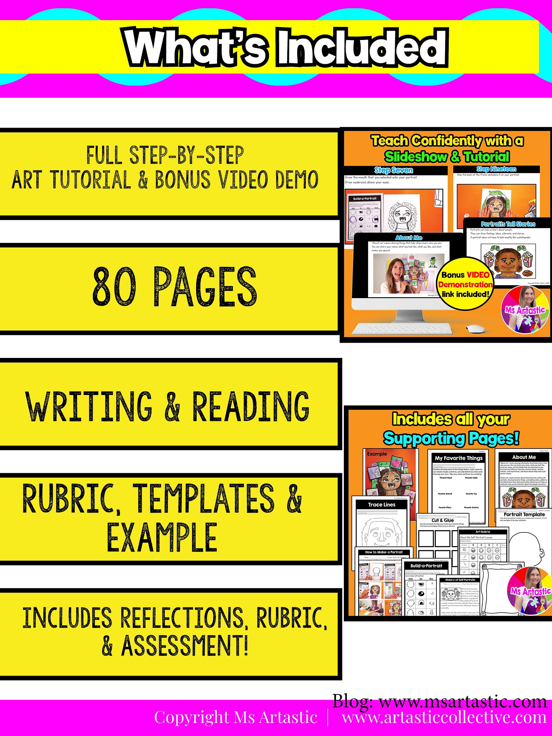 1st Grade Back to School About Me Art Lesson Portrait Favorite Thing Art Project product image (6)
