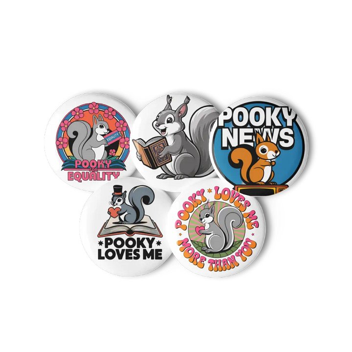 Original Pooky Artwork Buttons: Set of Five -y product image (3)