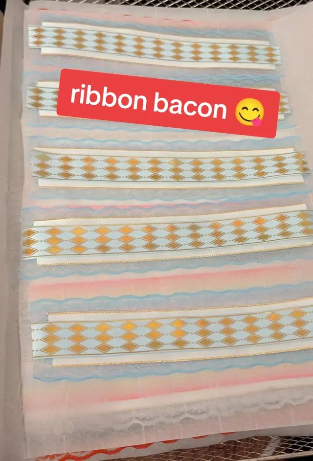 Working on some new ribbon keychains and I swear it looks like I have sheets of bacon #crafting #artistsoftiktok 