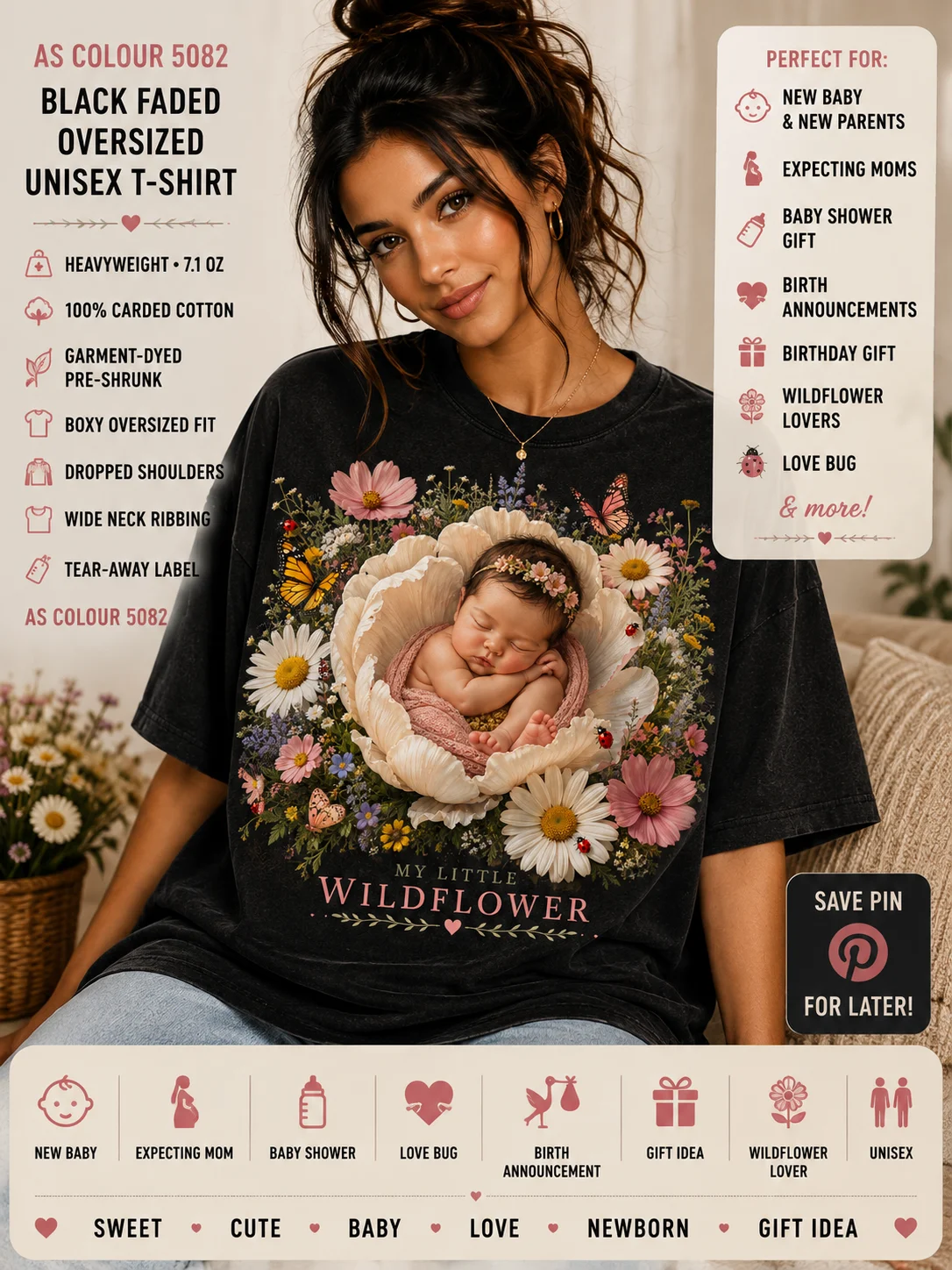 My Little Wildflower T-Shirt | New Baby Gift, Baby Shower, Expecting Mom & Newborn Gift product image (1)