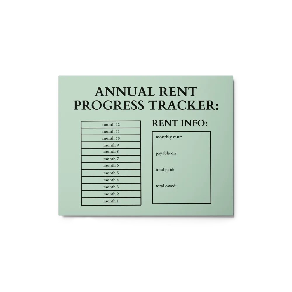 HIGHFALUTIN ANNUAL RENT TRACKER (black design 3) product image (1)
