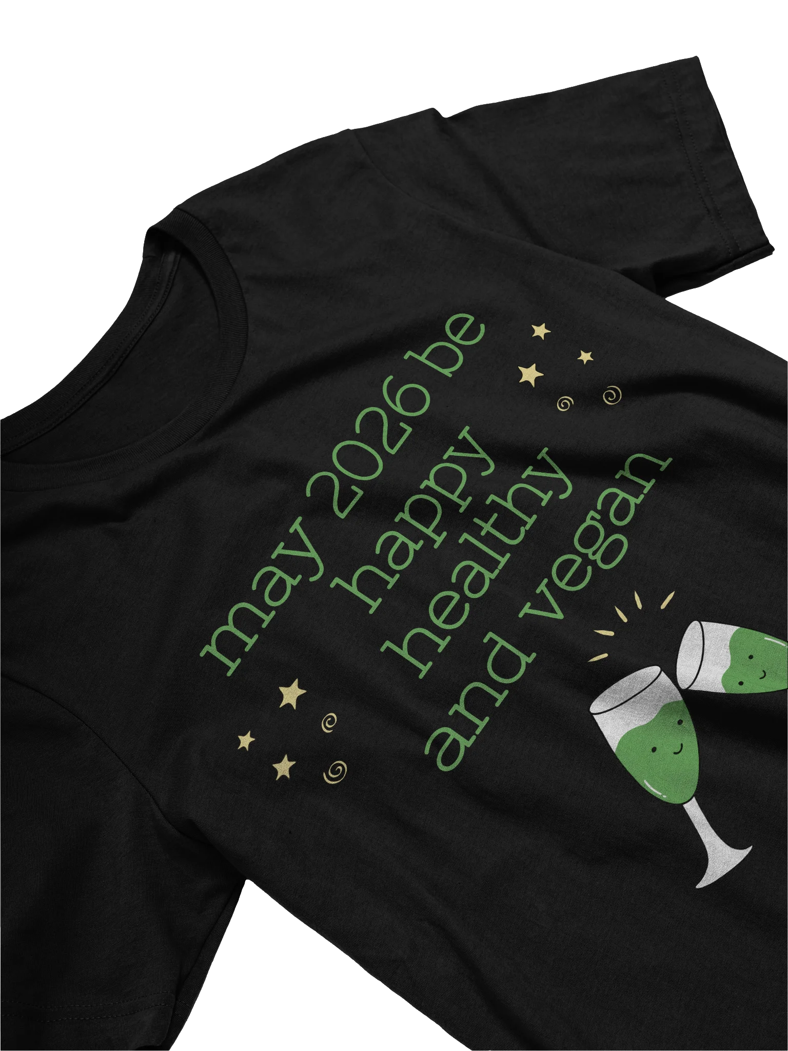 “Happy, Healthy, and Vegan 2026” Unisex Black T-Shirt product image (3)