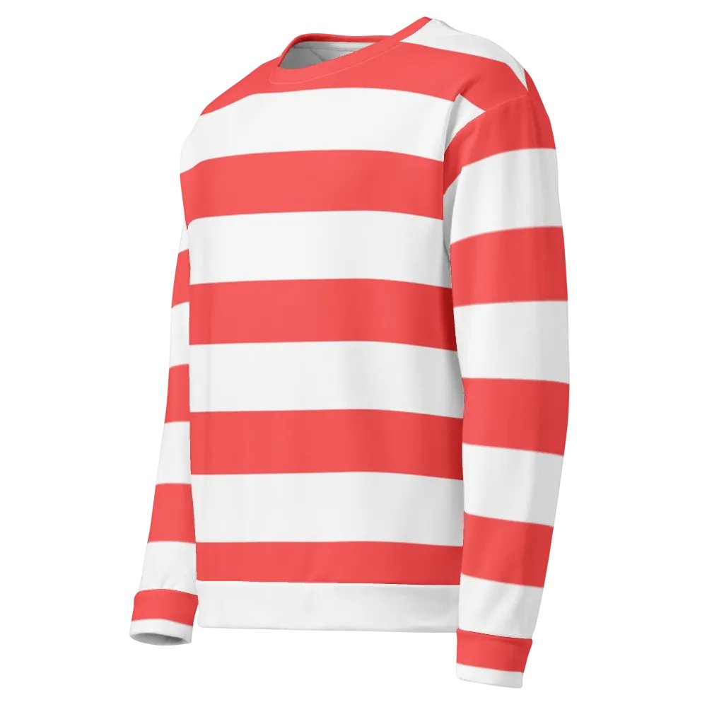 Coral Red and White Striped Sweatshirt product image (5)