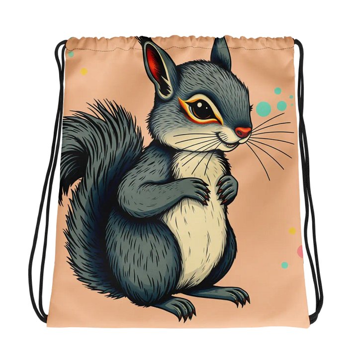 Whimsical Squirrel Adventure Drawstring Bag product image (1)