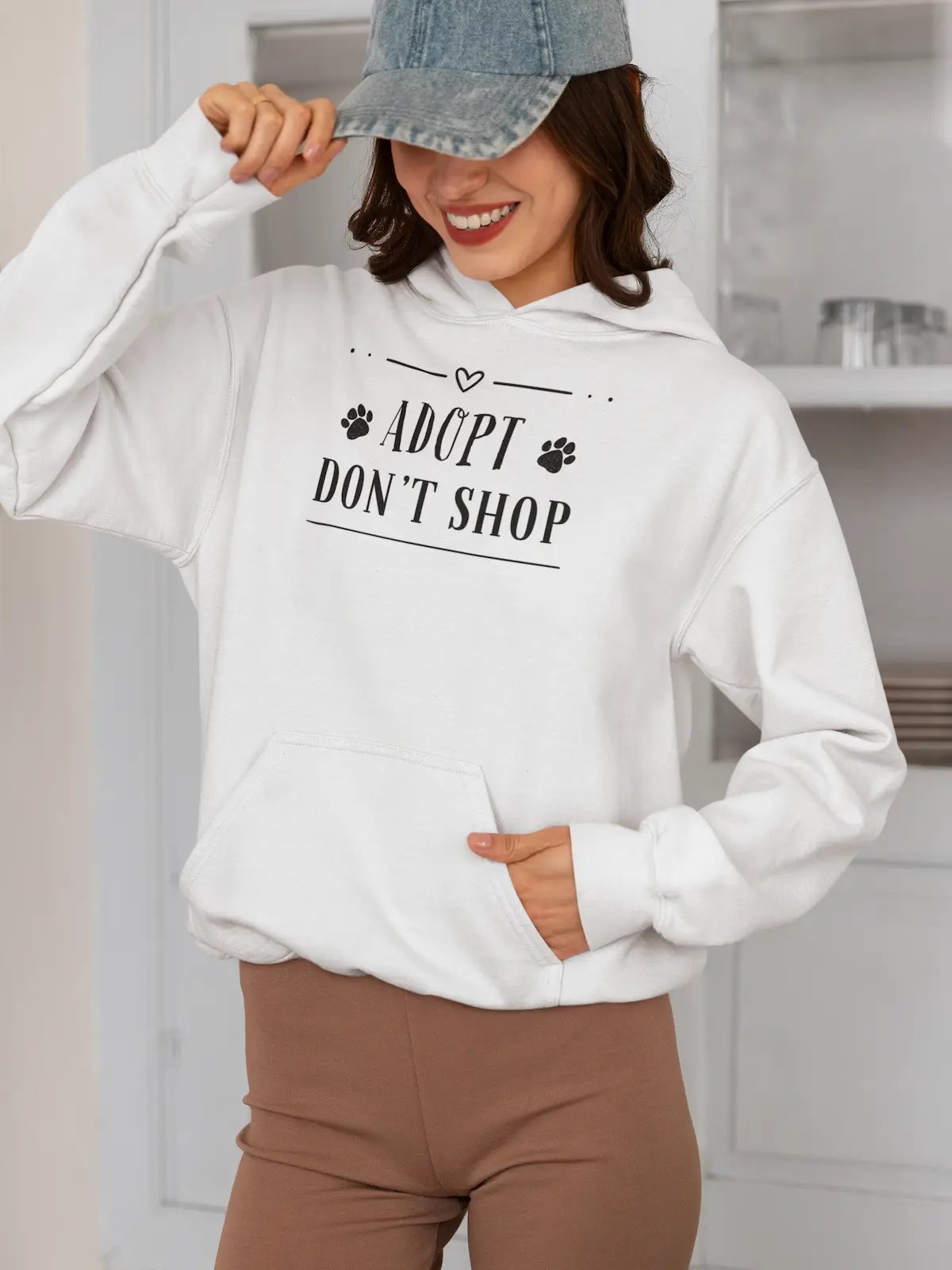 Adopt Don't Shop, black letters on Gildan 18500 Hoodie product image (1)