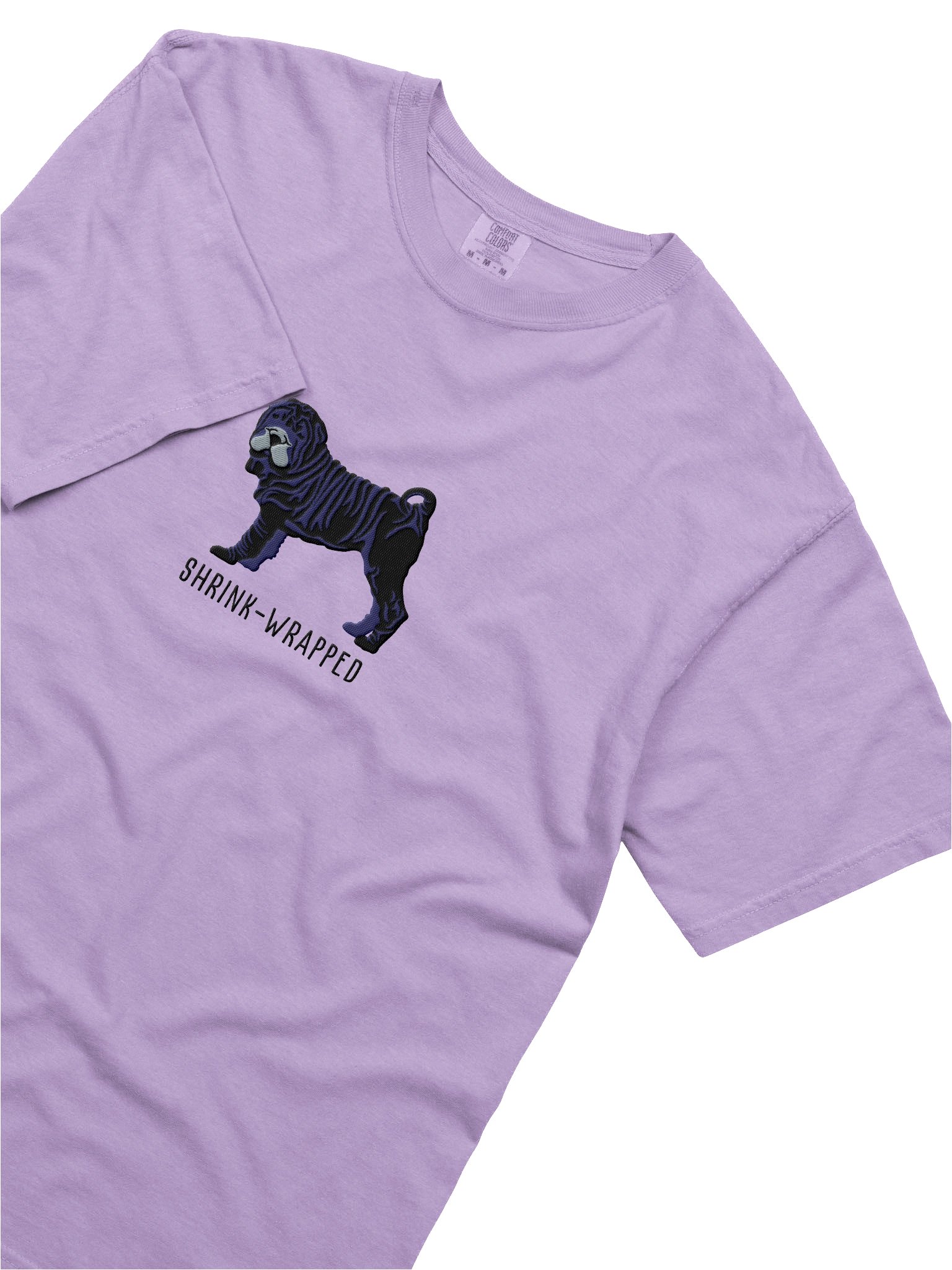 Shrink-Wrapped T-Shirt(Embroidered) of a Chinese Shar-Pei(Black) product image (8)