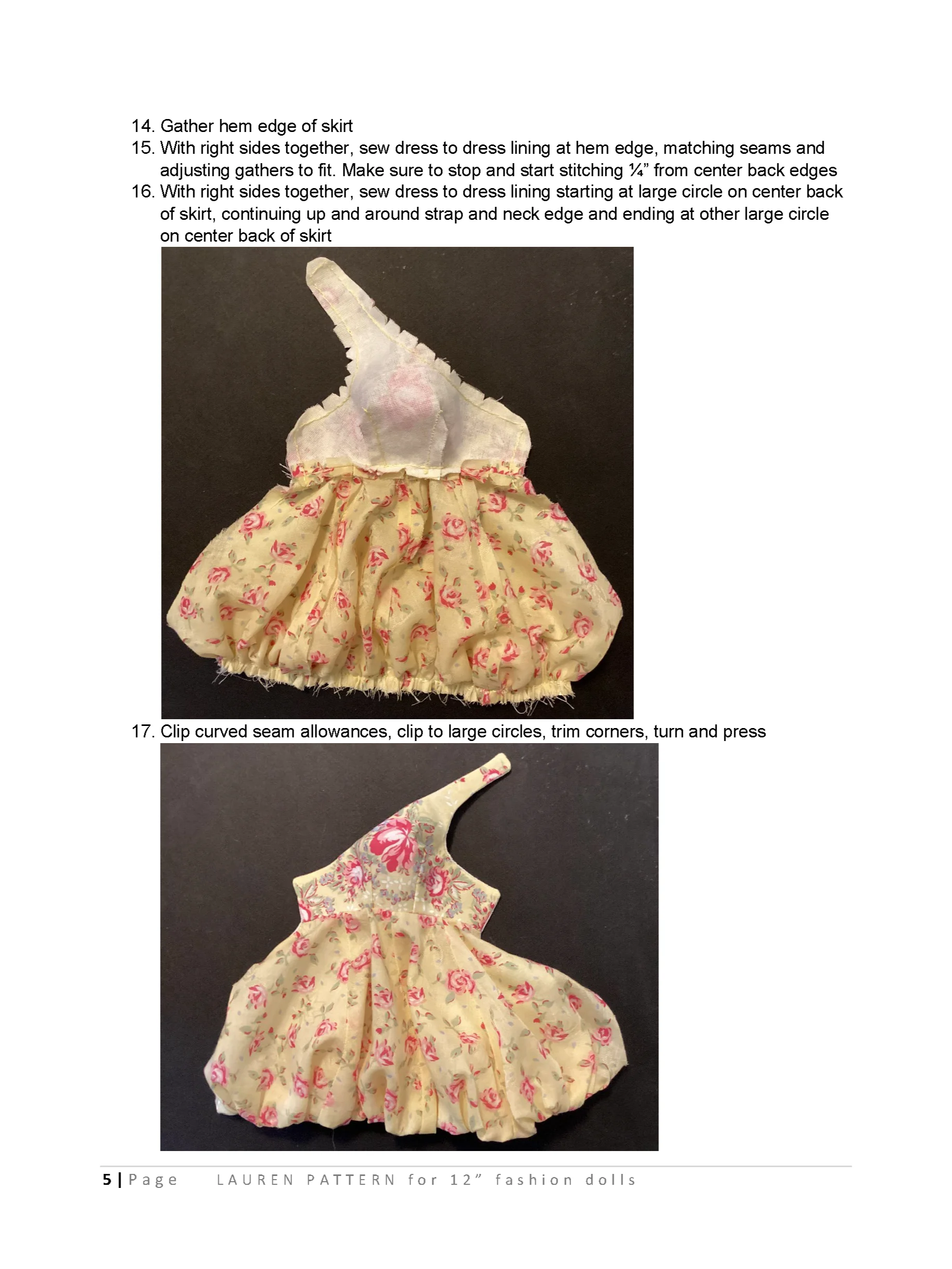 Lauren sewing pattern for 12" fashion dolls product image (3)