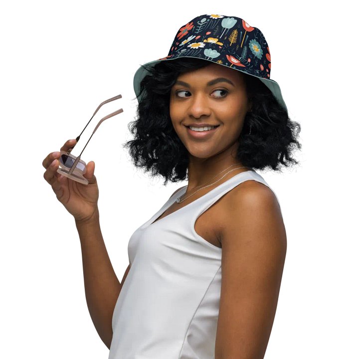Wild Flowers Navy Reversible Bucket Hat product image (1)