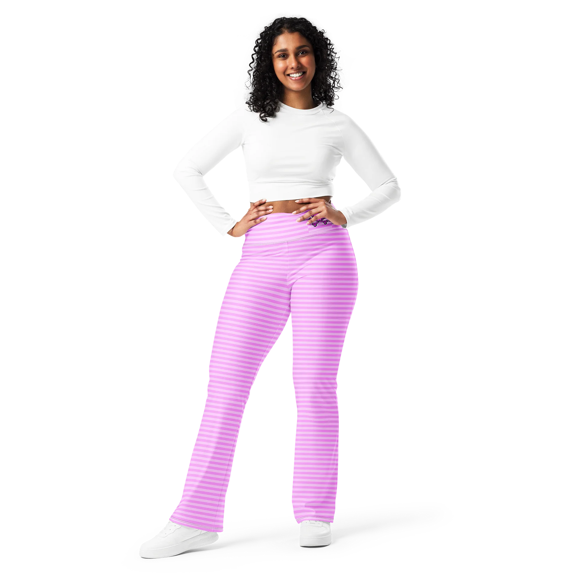 Pink and White Stripped Kat Skull Flares product image (10)