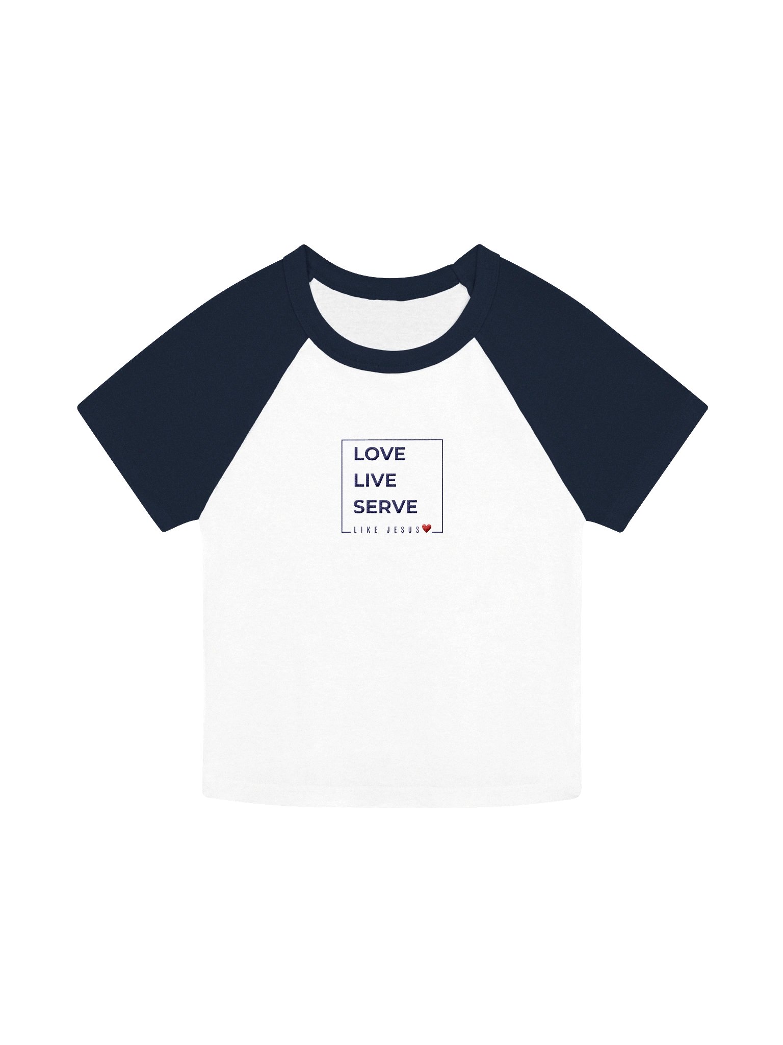 Embroidered LOVE. LIVE. SERVE. Vintage Ringer Tee product image (1)