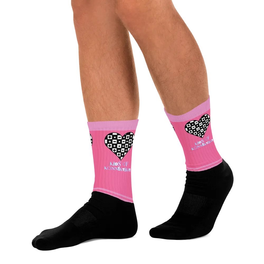 Pink Checkered Heart Socks (Unisex) product image (10)