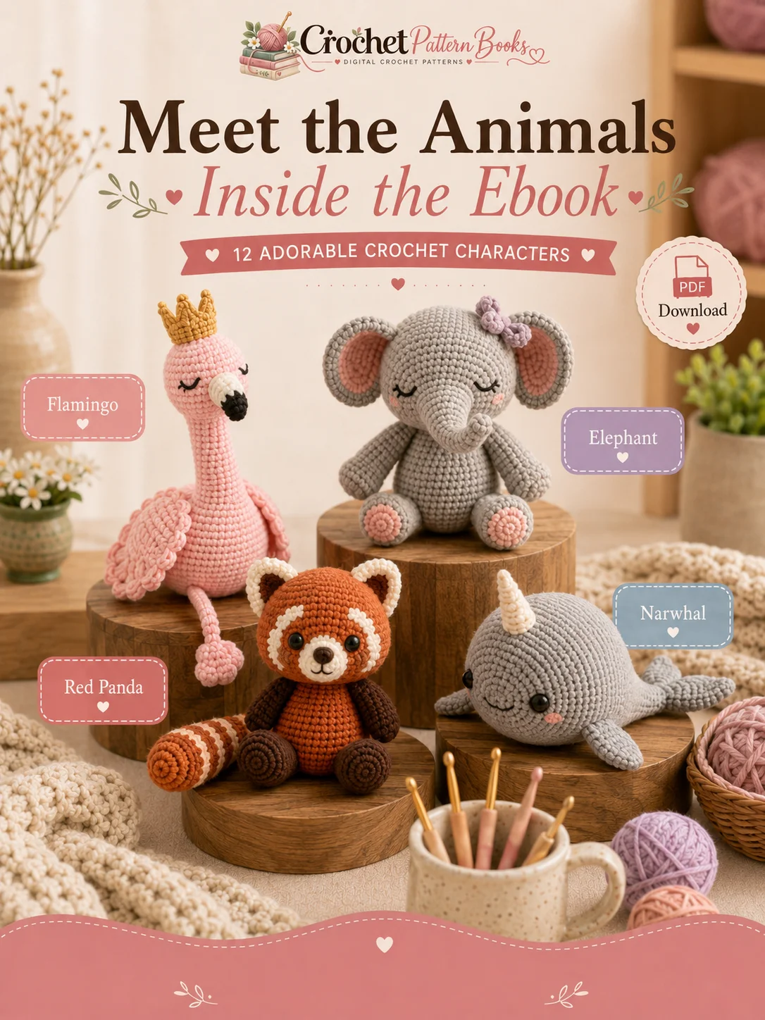 Cute & Cuddly Crochet 12 Jumbo Amigurumi Animal Crochet Patterns PDF Ebook product image (4)