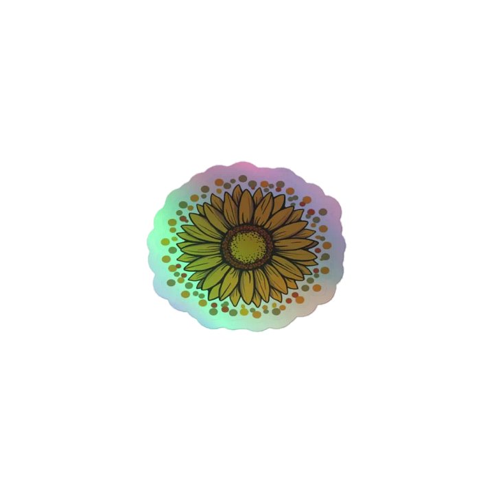 Exclusive Holographic Sunflower Sticker - Premium Kiss-Cut Vinyl with Mesmerizing Rainbow Effect product image (1)