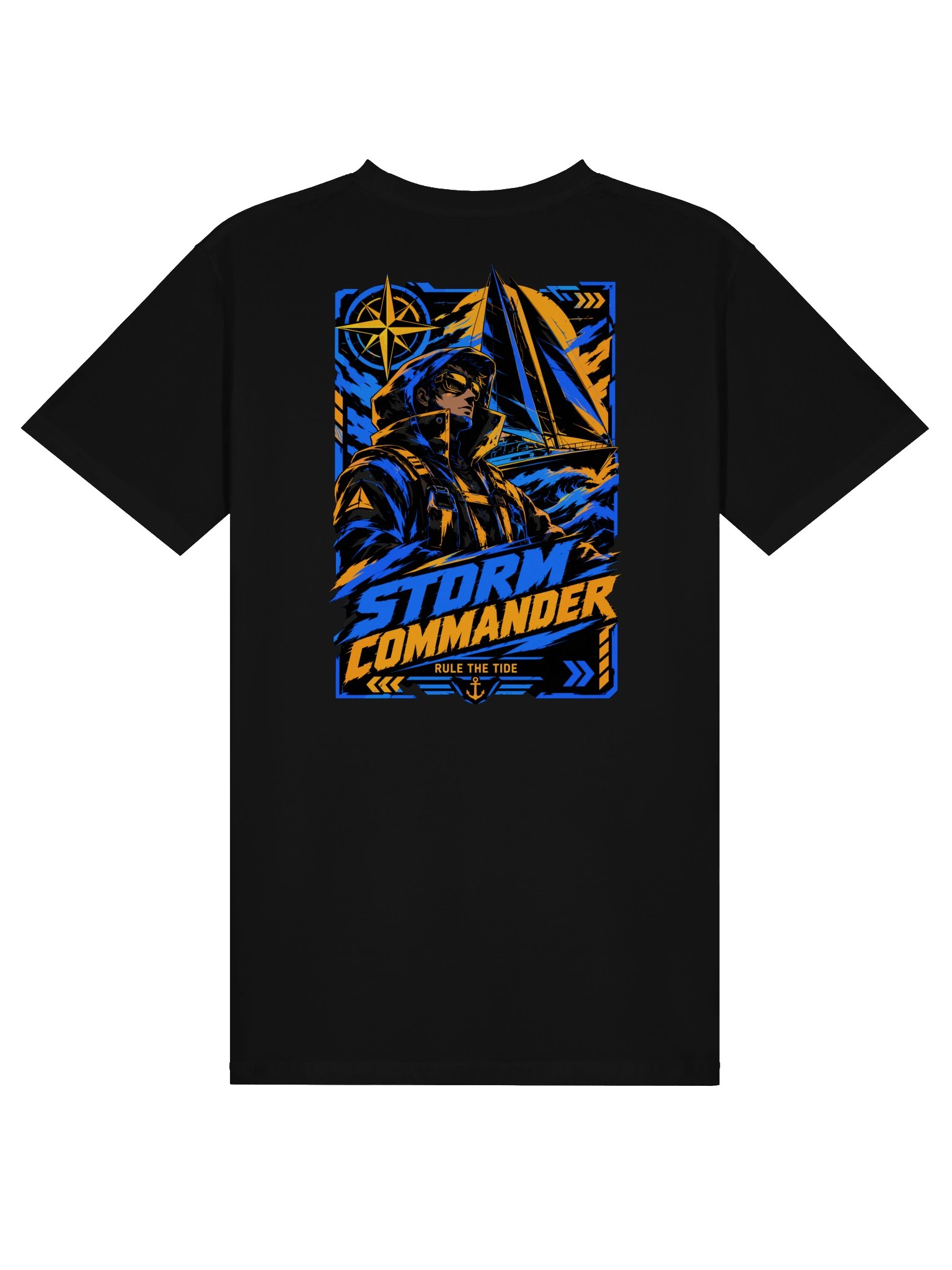 Storm Commander Cyberpunk Nautical T-Shirt | Techwear Sailor Anime Back Print Tee product image (1)