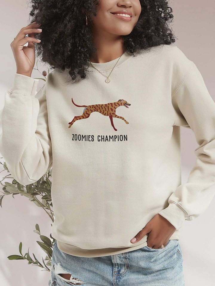 Zoomies Champion Sweatshirt (Embroidered) of a Greyhound(Brindle) product image (2)