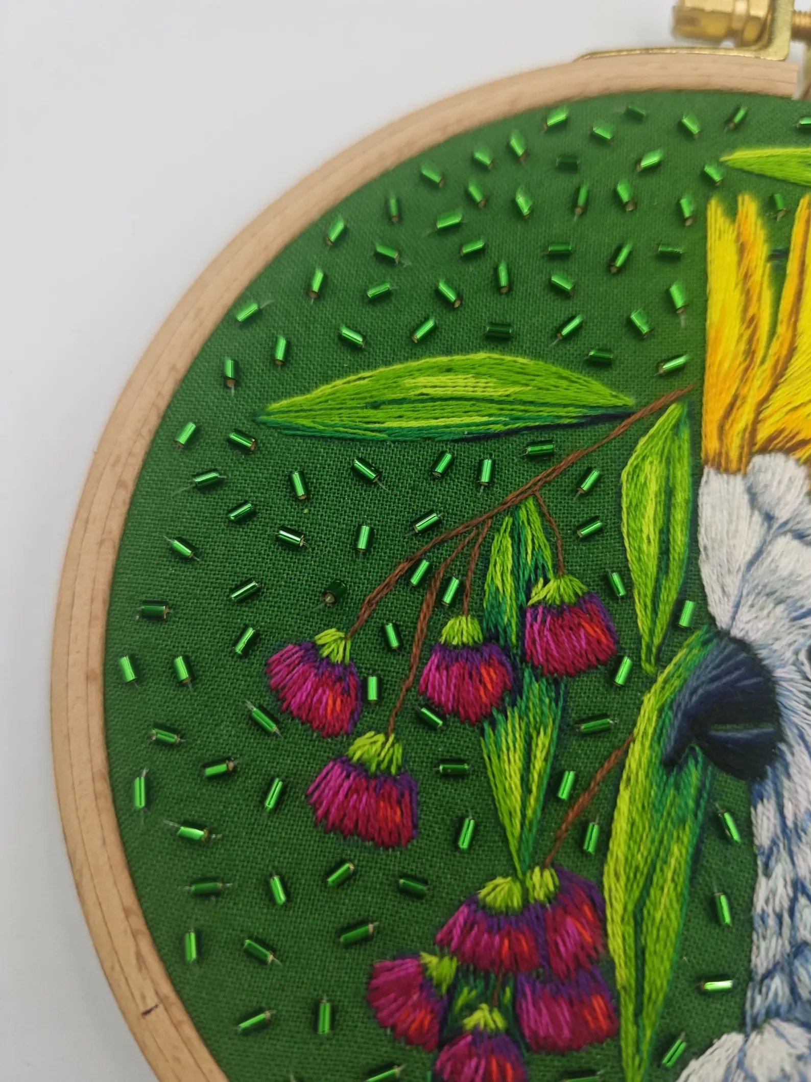 PDF hand embroidery tutorial, cockatoo pattern, parrot DIY art product image (3)