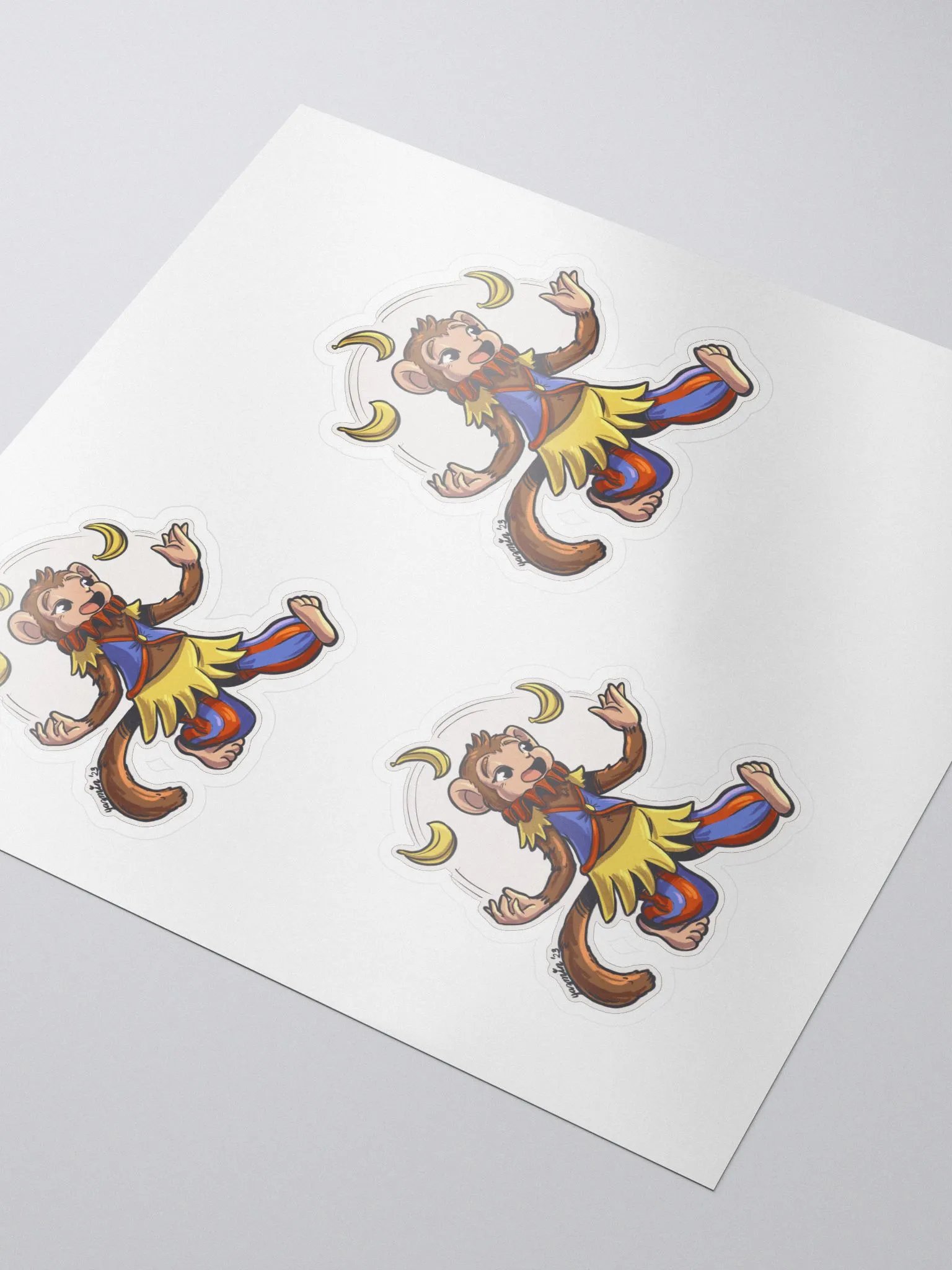 Banana-Juggling Monkey Jester Sticker Set - Whimsical Circus Decals product image (3)