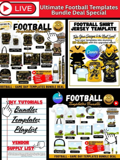 Members Only! Ultimate Football Templates Bundle Deal - Mock Up and DIY Video Tutorials product image (1)