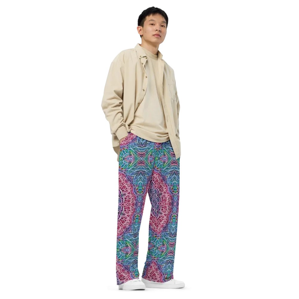 Blue Red Snowflake Kaleidoscope Wideleg Pants product image (3)