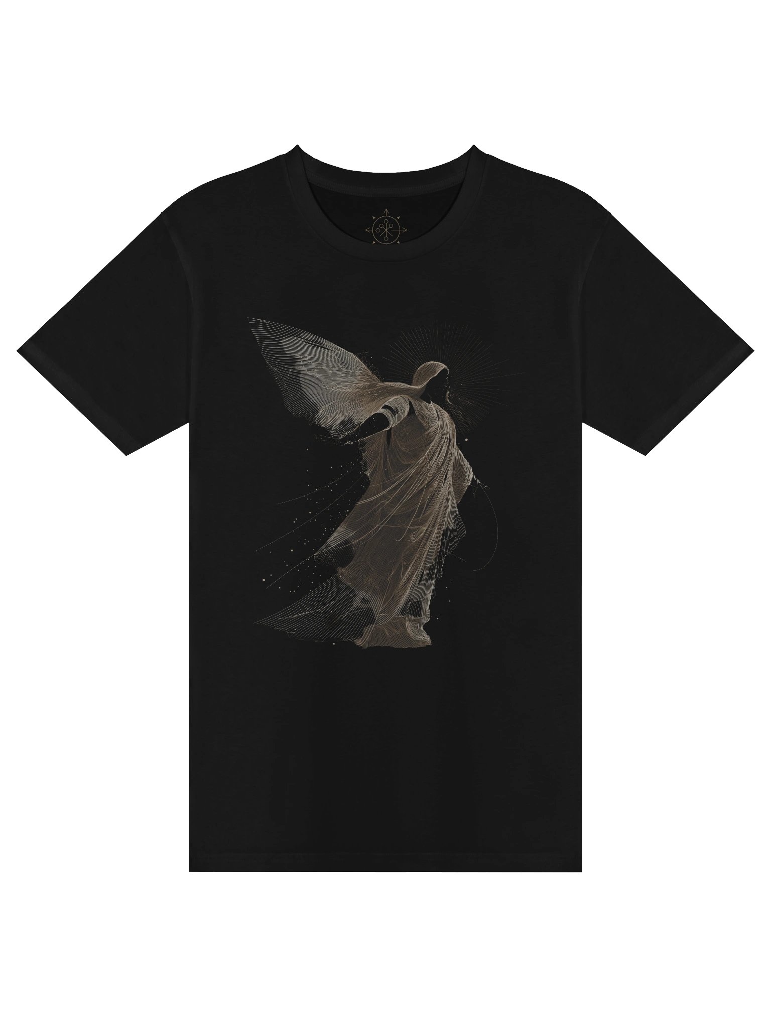 Celestial Grace – Golden Angel Line Art Tee product image (6)
