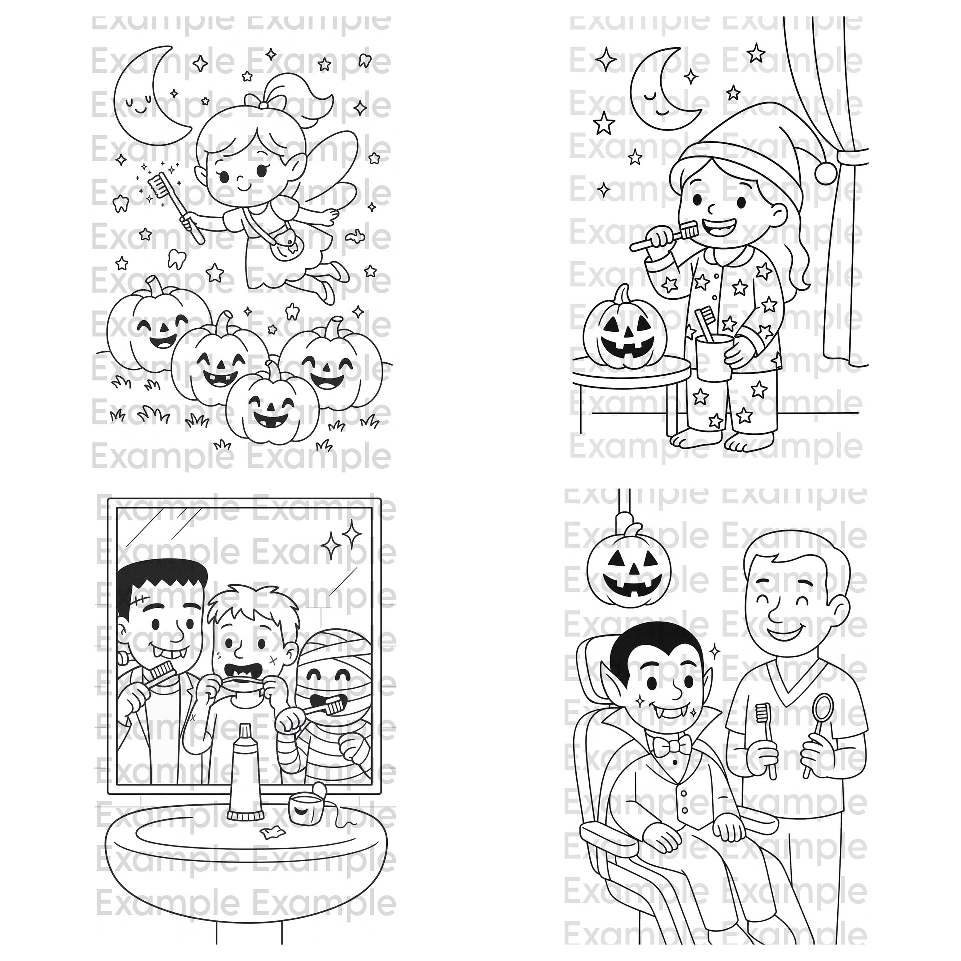Halloween Bedtime Brush Coloring Pages product image (1)