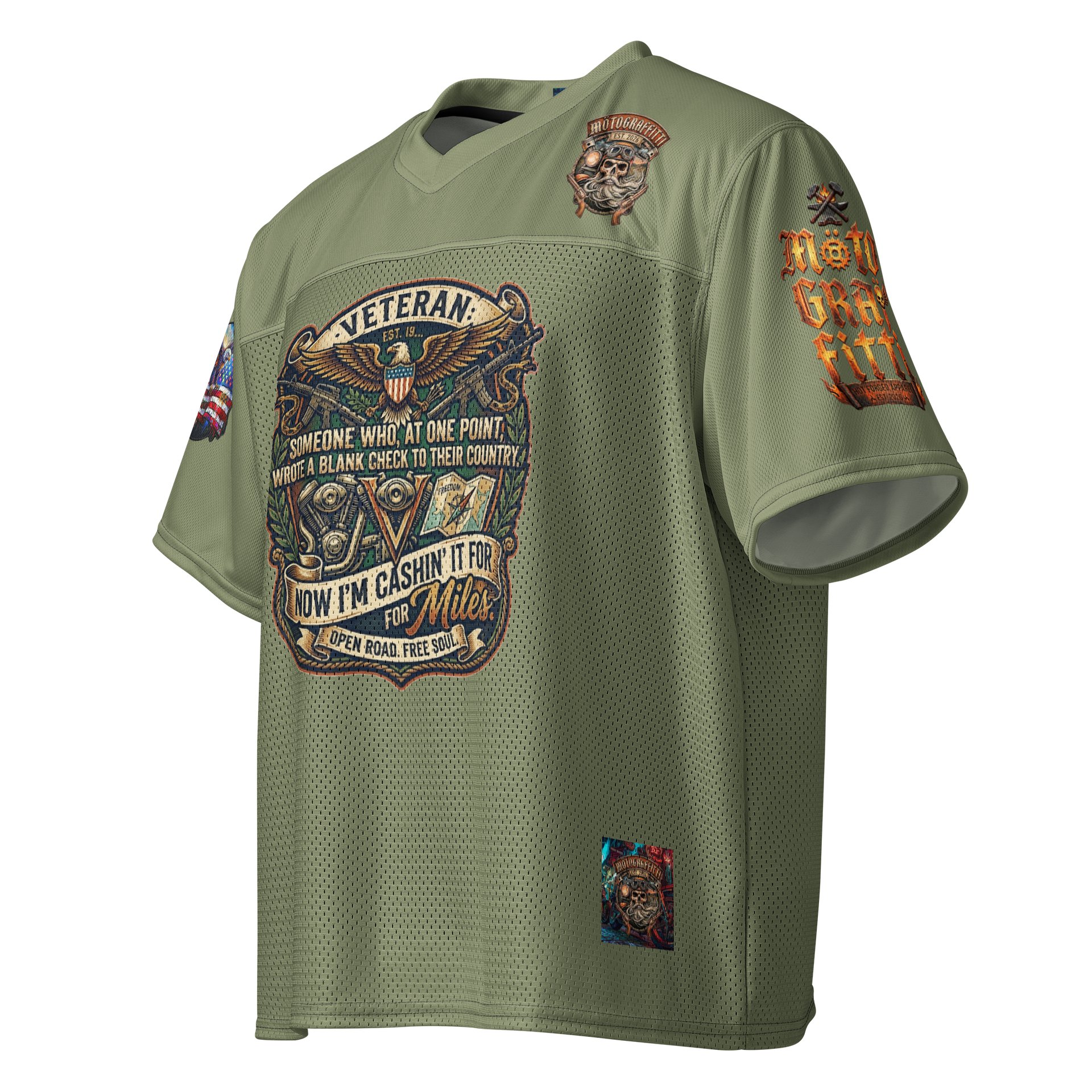 MötoGraffitti Veterans OD Green Football Jersey product image (3)