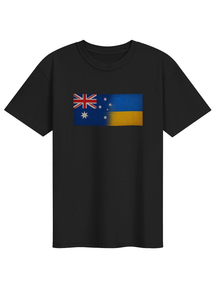 Man Comfort T-shirt Support Ukraine-Australia Flags, black product image (1)