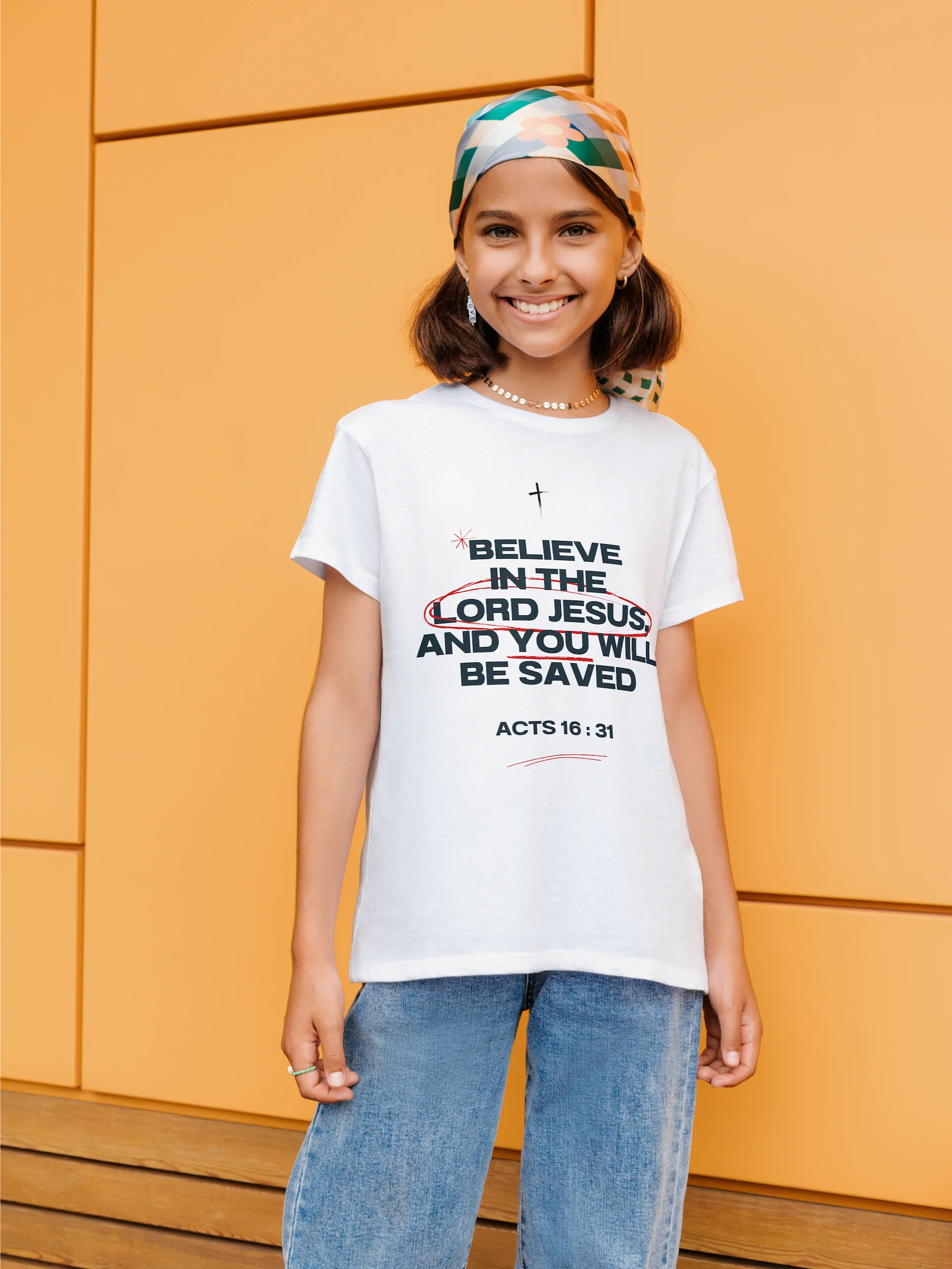 You will be saved (Acts 16:31) T-shirt product image (1)