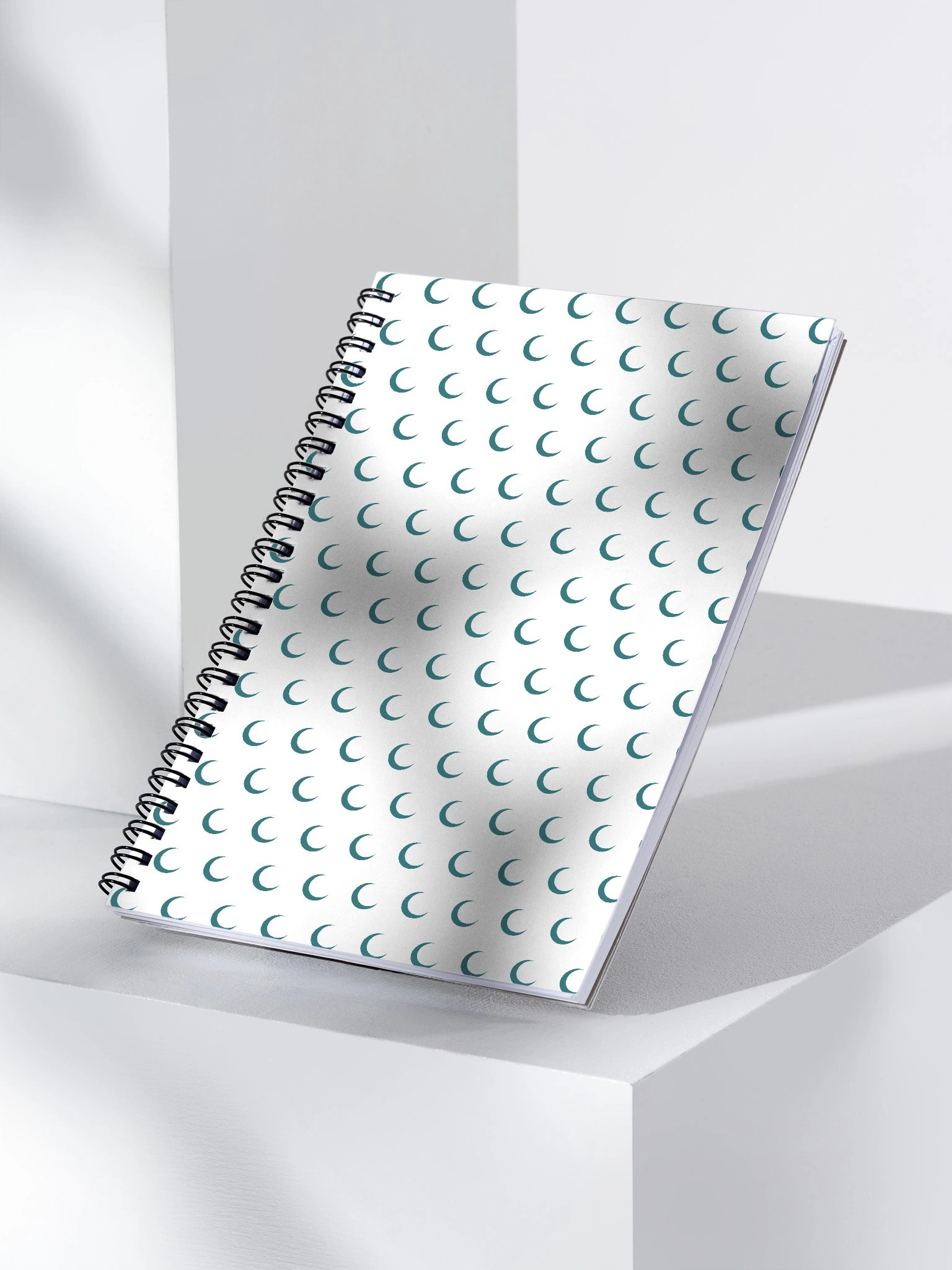 Crescent Moon Pattern Spiral Notebook – Deep Teal Print product image (1)