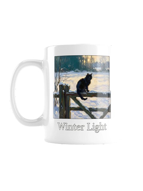 Winter Fence Cat Mug