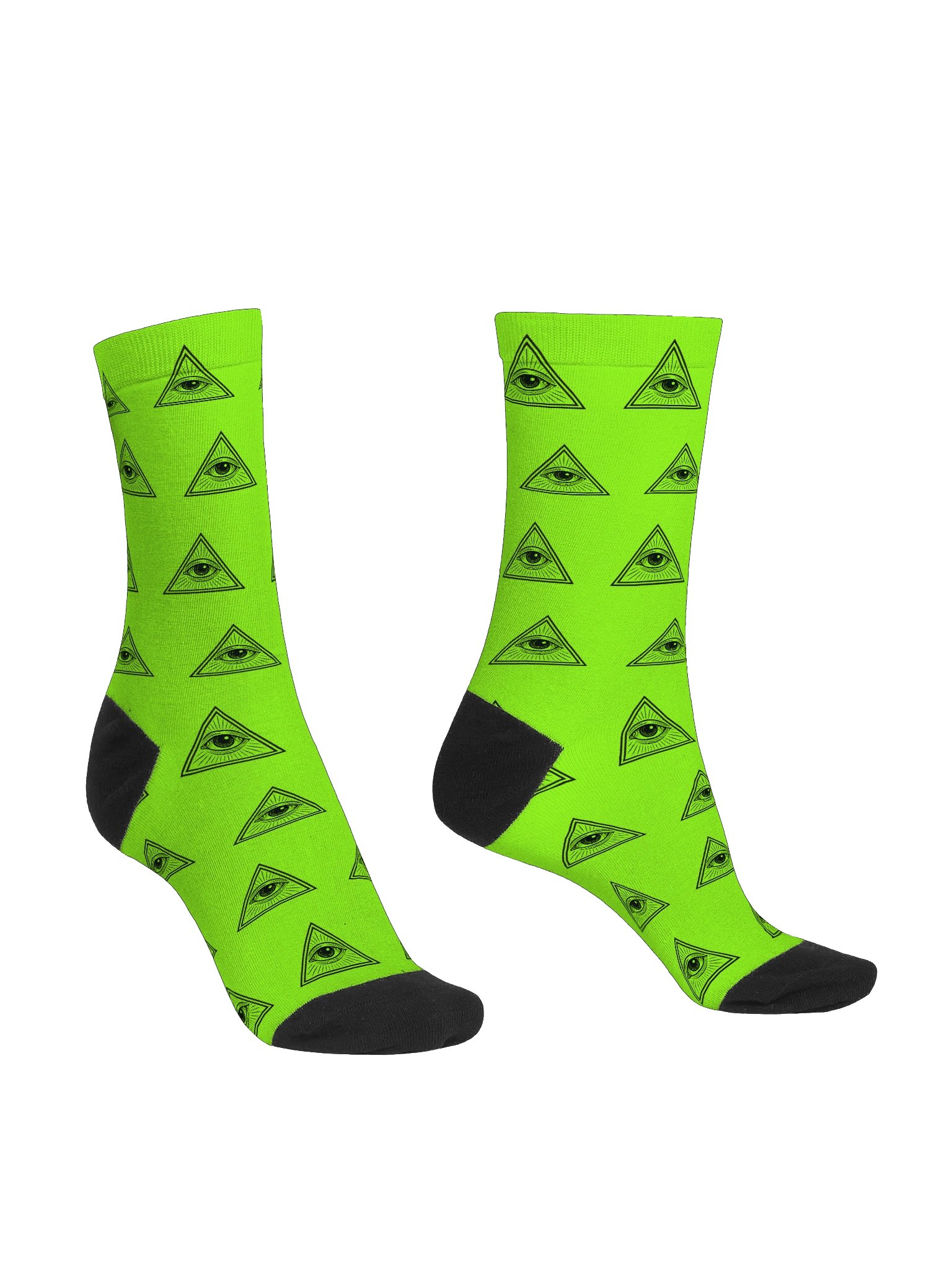 All Seeing Eye Illuminati Conspiracy Theory Lime Green Eco Friendly Crew Socks product image (4)